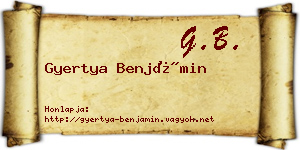 Gyertya Benjámin névjegykártya